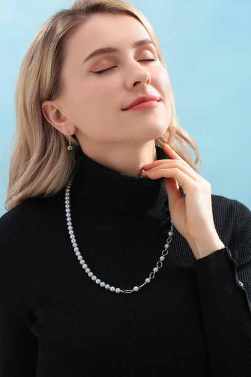 8.5-9.5mm Freshwater Grey Pearl Spliced Necklace - House Of Pearls